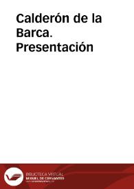 Portada:Calderón de la Barca. Presentación