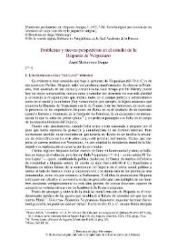 Portada:Problemas y nuevas perspectivas en el estudio de la Hispania de Vespasiano / Ángel Montenegro Duque