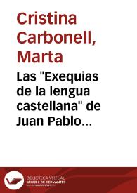 Portada:Las \"Exequias de la lengua castellana\" de Juan Pablo Forner, \"sátira menipea\" / María Cristina Carbonell