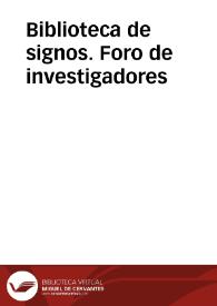 Portada:Biblioteca de signos. Foro de investigadores