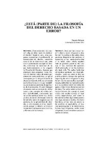 Portada:¿Está (parte de) la filosofía del Derecho basada en un error? / Eugenio Bulygin