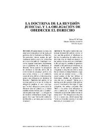 Portada:La doctrina de la revisión judicial y la obligación de obedecer al Derecho / Idowu W. William