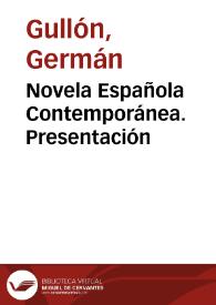 Portada:Novela Española Contemporánea. Presentación