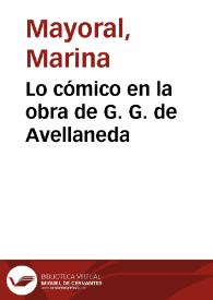 Portada:Lo cómico en la obra de G. G. de Avellaneda / Marina Mayoral