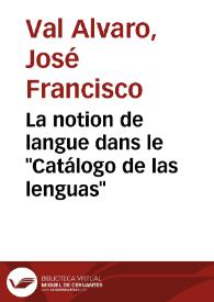 Portada:La notion de langue dans le \"Catálogo de las lenguas\"