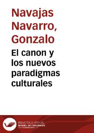 Portada:El canon y los nuevos paradigmas culturales / Gonzalo Navajas