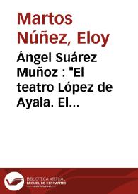 Portada:Ángel Suárez Muñoz : "El teatro López de Ayala. El teatro en Badajoz a finales del siglo XIX (1887-1900)" (Mérida: Editora Regional de Extremadura, 2002) / Eloy Martos Núñez