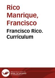 Portada:Francisco Rico. Currículum