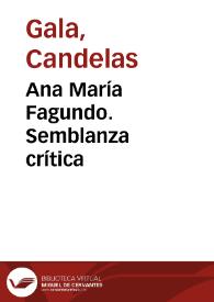 Portada:Ana María Fagundo. Semblanza crítica / Candelas Gala