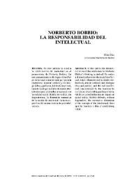 Portada:Norberto Bobbio: La responsabilidad del intelectual / Elías Díaz