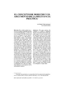 Portada:El concepto de Derecho y el argumento de la relevancia práctica / José Manuel Cabra