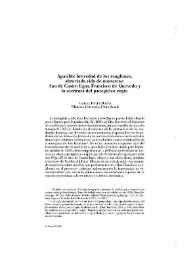 Portada:Apacible brevedad de los renglones, abreviada vida de monarcas: Ana de Castro Egas, Francisco de Quevedo y la escritura del panegírico regio / Carmen Peraita Huerta
