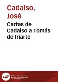 Portada:Cartas de Cadalso a Tomás de Iriarte / José Cadalso