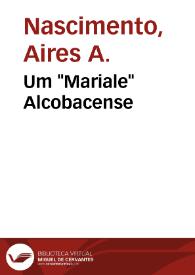 Portada:Um "Mariale" Alcobacense / Aires Augusto Nascimento