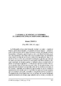 Portada:Simone Treca: "La parola, il sogno, la memoria". El Laberinto (1956) di Fernando Arrabal (Pisa: ETS, 2005) / Enrico Di Pastena