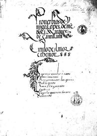 Portada:Proverbios de Ynygo Lopez de Mendoça Marques de Santillana [Cancionero de Coimbra (CO1)] / Anónimo