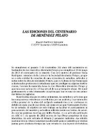 Portada:Las ediciones del centenario de Menéndez Pelayo / Raquel Gutiérrez Sebastián