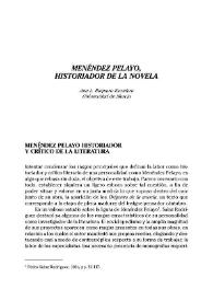 Portada:Menéndez Pelayo, historiador de la novela / Ana L. Baquero Escudero