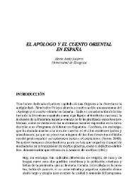 Portada:"El apólogo y el cuento oriental en España" / María Jesús Lacarra