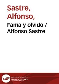 Portada:Fama y olvido / Alfonso Sastre