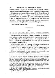 Portada:El palacio y palomar de la Santa en Gotarrendura / Fidel Fita