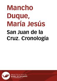 Portada:San Juan de la Cruz. Cronología / María Jesús Mancho Duque