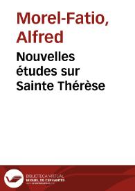 Portada:Nouvelles études sur Sainte Thérèse / Alfred Morel-Fatio