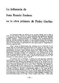 Portada:La influencia de Juan Ramón Jiménez en la obra primera de Pedro Garfias / José María Barrera López