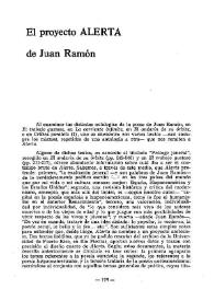 Portada:El proyecto ALERTA de Juan Ramón / Francisco J. Blasco
