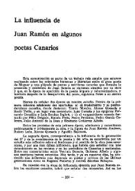 Portada:La influencia de Juan Ramón en algunos poetas Canarios / Sebastián de la Nuez Caballero