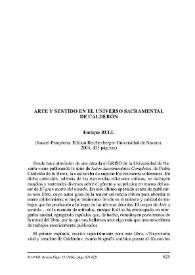 Portada:Enrique Rull : \"Arte y sentido en el universo sacramental de Calderón\" (Kassel/Pamplona: Edition Reichenberger/Universidad de Navarra, 2004, 435 páginas) / Fernando Rodríguez Mansilla