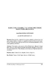 Portada:María Luisa Algarra, una autora del exilio: trayectoria dramática / Juan Pablo Heras González