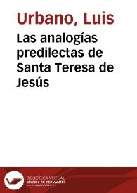 Portada:Las analogías predilectas de Santa Teresa de Jesús / Fray Luis Urbano, O.P.
