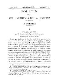 Portada:\"Pulchra leonina\" por J. González. León, Imprenta Moderna, 1913 (Un volumen en 8º de 313 páginas) / Julio Puyol