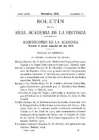 Portada:Adquisiciones de la Academia durante el primer semestre del año 1915