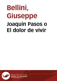 Portada:Joaquín Pasos o El dolor de vivir / Giuseppe Bellini