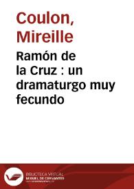 Portada:Ramón de la Cruz : un dramaturgo muy fecundo