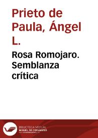 Portada:Rosa Romojaro. Semblanza crítica / Ángel L. Prieto de Paula