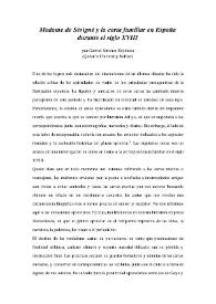 Portada:Madame de Sévigné y la carta familiar en España durante el siglo XVIII / por Gabriel Sánchez Espinosa