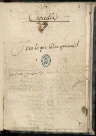 Portada:Será lo que Dios quisiere : comedia. Inc.: Que aquí hagáis corro me enfada ... Exp.: será lo que Dios quisiere / Pedro Francisco Lanini y Sagredo