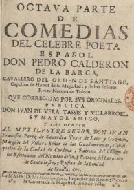 Portada:Octaua parte de comedias del celebre poeta español don Pedro Calderón de la Barca...