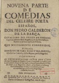 Portada:Novena parte de comedias del celebre poeta español don Pedro Calderon de la Barca ...