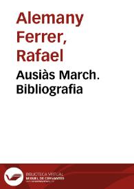 Portada:Ausiàs March. Bibliografia / Rafael Alemany