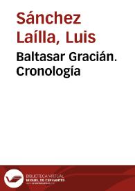 Portada:Baltasar Gracián. Cronología / Luis Sánchez Laílla y José Enrique Laplana Gil