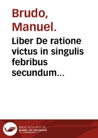 Portada:Liber De ratione victus in singulis febribus secundum Hippoc. Brudo Lusitano autore...