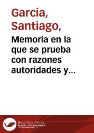 Portada:Memoria en la que se prueba con razones autoridades y experiencias, que la tisis no es enfermedad contagiosa / obra postuma de Santiago García; la publica con una noticia de los trabajos literarios del autor, su hijo Donato García