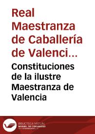 Portada:Constituciones de la ilustre Maestranza de Valencia
