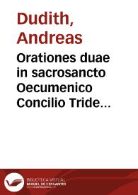 Portada:Orationes duae in sacrosancto Oecumenico Concilio Tridentino habitae a... Andrea Duditio... anno Domini MDLXII