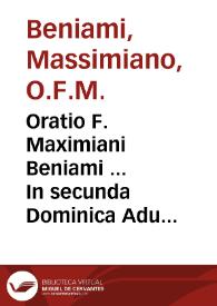 Portada:Oratio F. Maximiani Beniami ... In secunda Dominica Aduentus Domini M.CD.L.X.I. Ad ... Patres Sacri Oecumenici Tridentini Concilii