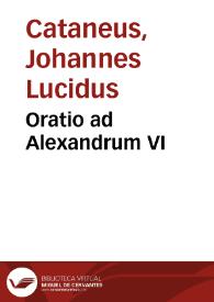 Portada:Oratio ad Alexandrum VI / [Johannes Lucidus Cataneus]